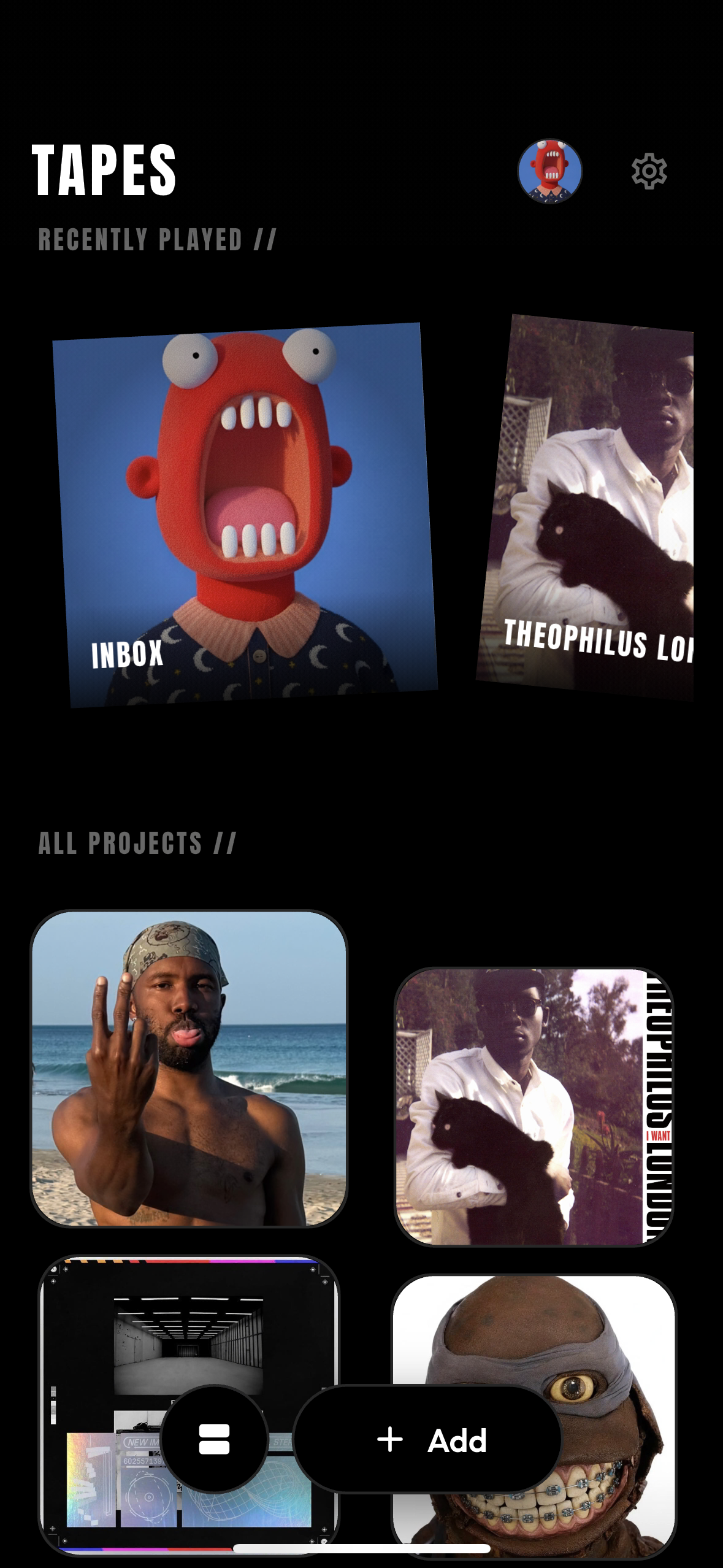 Tapes App Home Screen